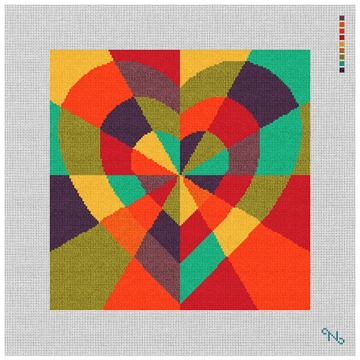 Inlaid Heart Needlepoint Kit Stitched Preview
