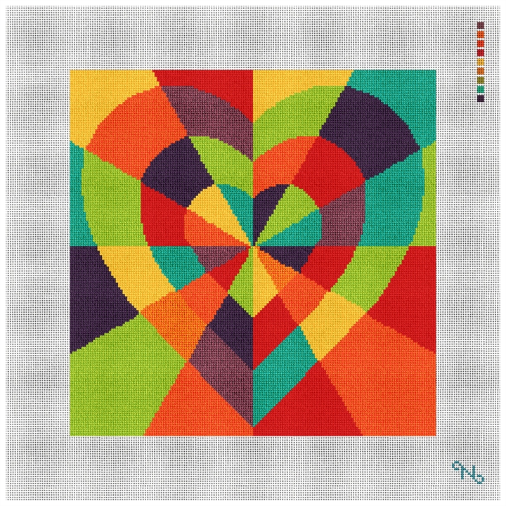 Inlaid Heart Needlepoint Kit Stitched Preview