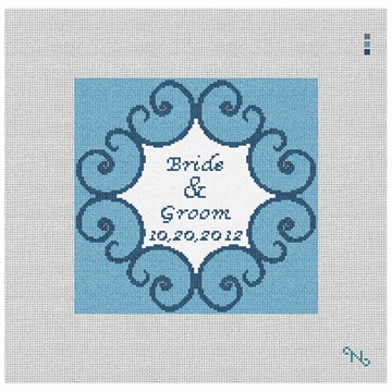 Iron Scroll Ring Bearer Pillow Needlepoint Kit Stitched Preview