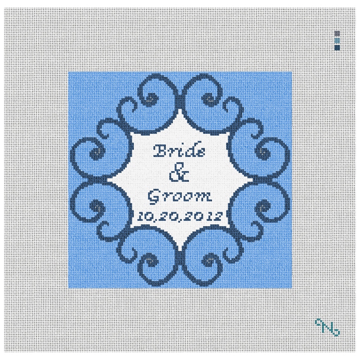 Iron Scroll Ring Bearer Pillow Needlepoint Kit Stitched Preview