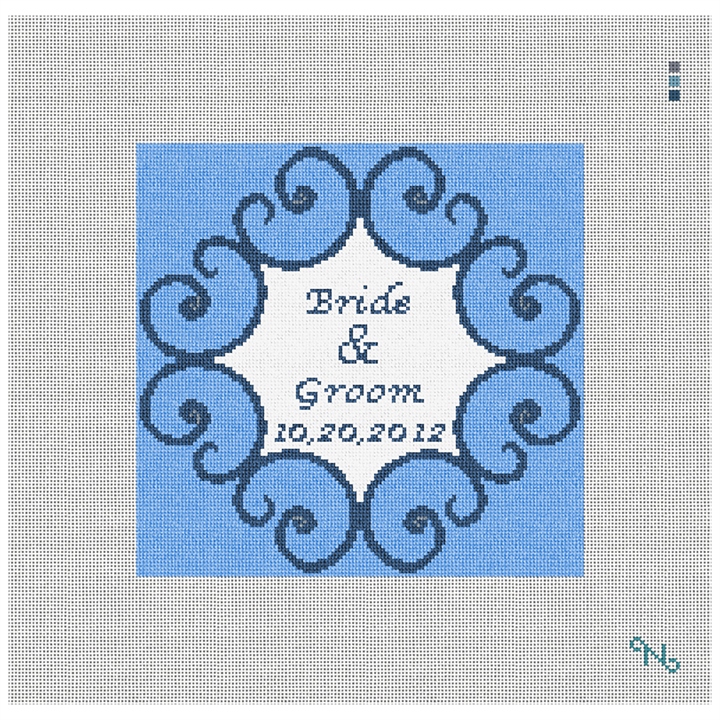 Iron Scroll Ring Pillow Needlepoint Kit Stitched Preview
