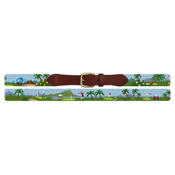 Island Golf Landscape Needlepoint Belt