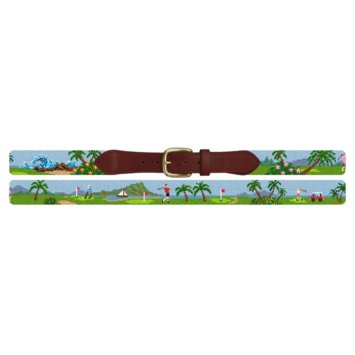 Island Golf Landscape Needlepoint Belt