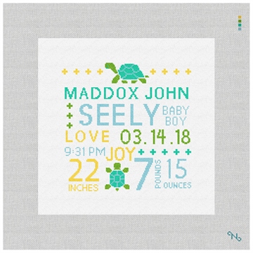 It's A Boy Needlepoint Pillow Kit Stitched Preview