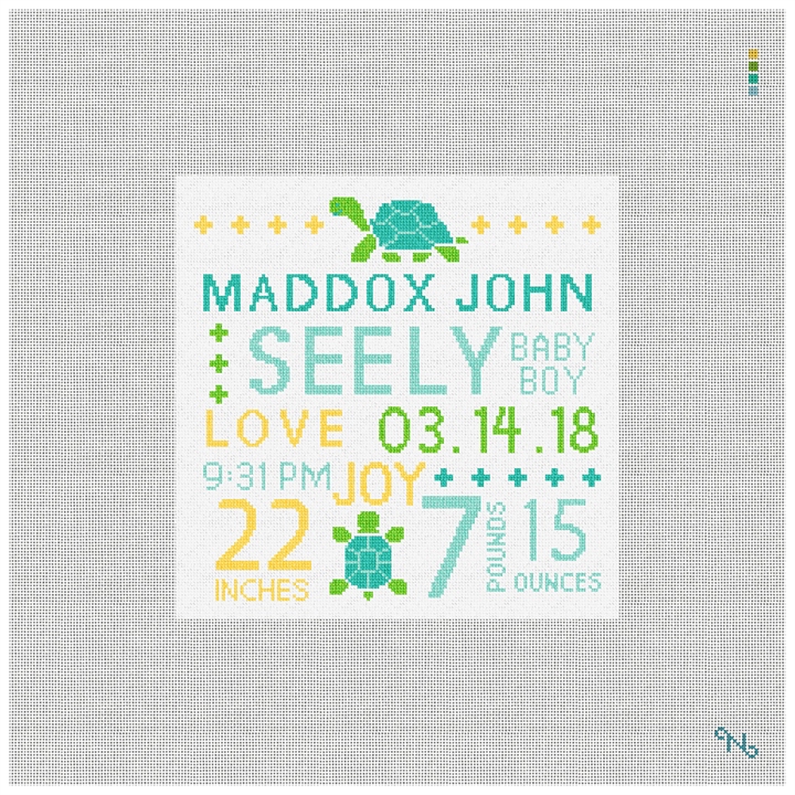It's A Boy Needlepoint Pillow Kit Stitched Preview