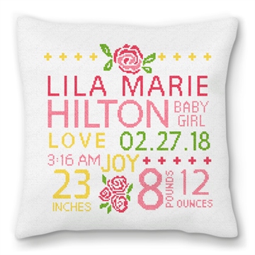 It's A Girl Needlepoint Pillow
