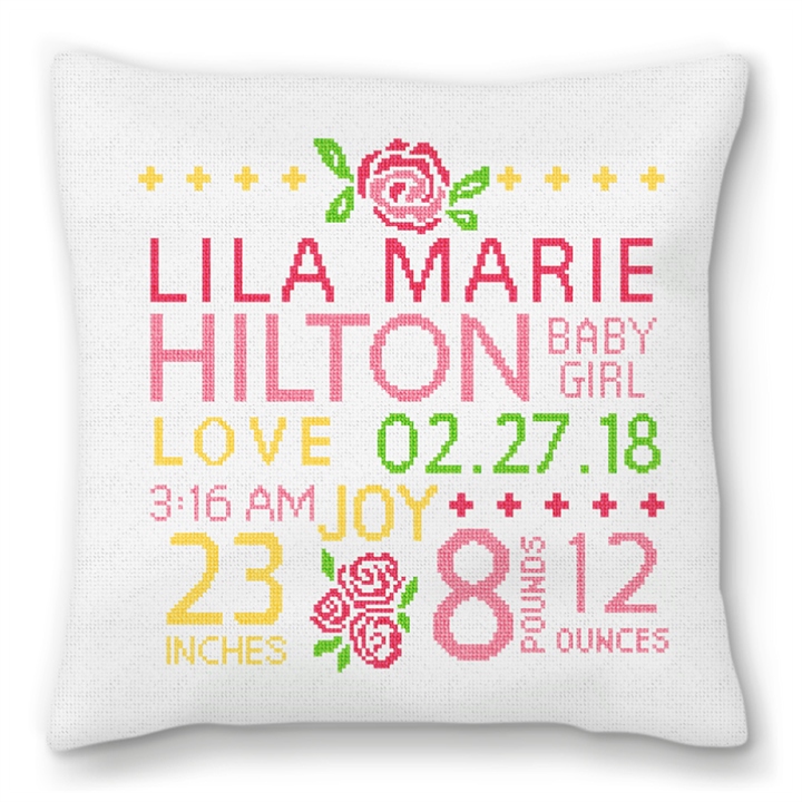 It's A Girl Needlepoint Pillow