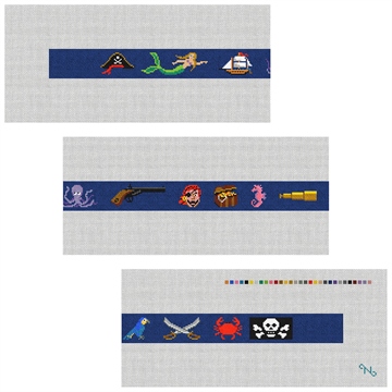 It's A Pirates Life Needlepoint Belt Kit Stitched Preview
