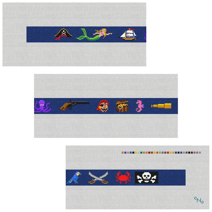 It's A Pirates Life Needlepoint Belt Kit Stitched Preview