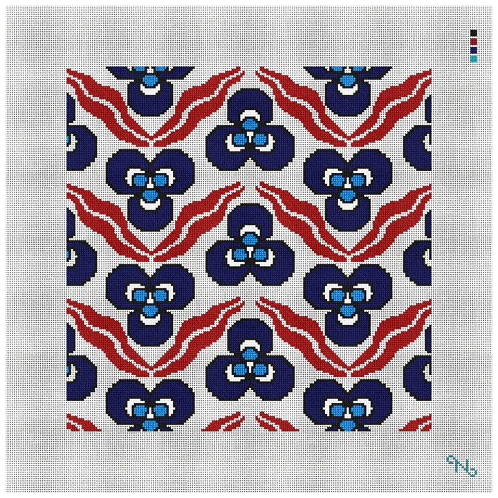Izmir Pillow Needlepoint Kit Stitched Preview