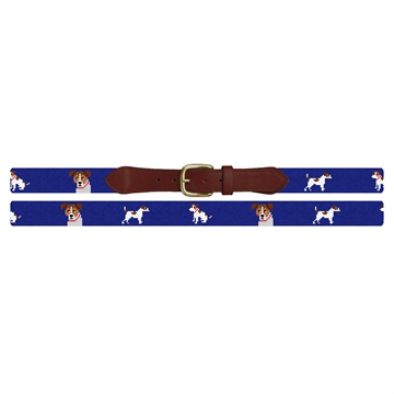 Jack Russell Needlepoint Belt