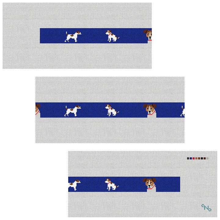 Jack Russell Needlepoint Belt Kit Stitched Preview