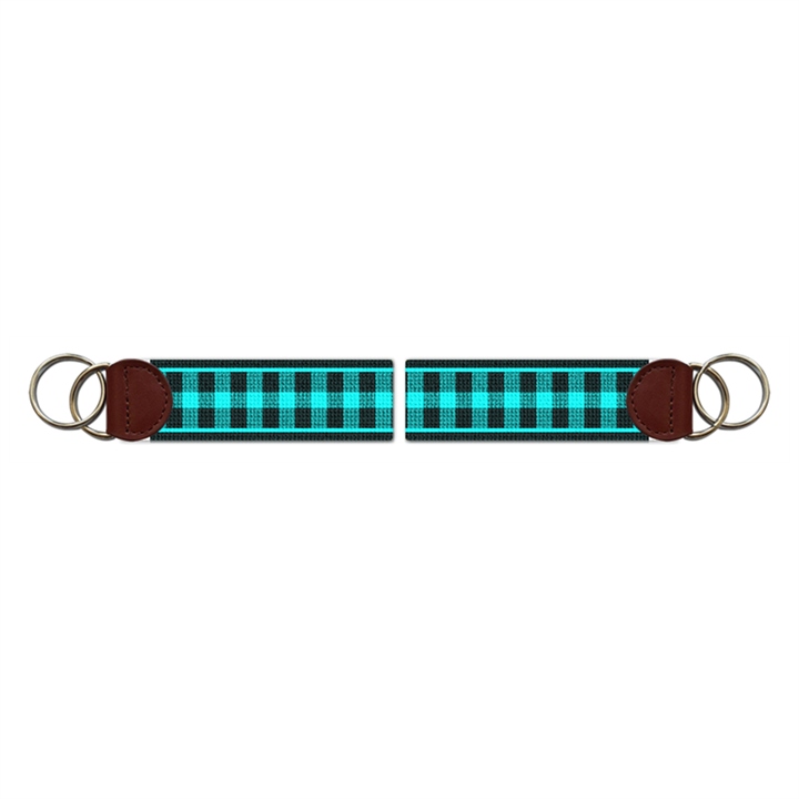 Jade Gingham Needlepoint Key Fob