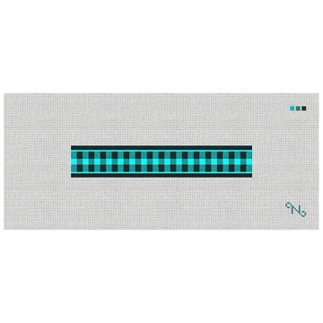 Jade Gingham Needlepoint Key Fob Kit Stitched Preview