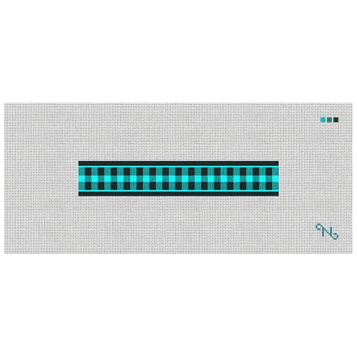 Jade Gingham Needlepoint Key Fob Kit Stitched Preview