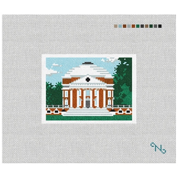 Jefferson's Rotunda Needlepoint Card Wallet Kit Stitched Preview