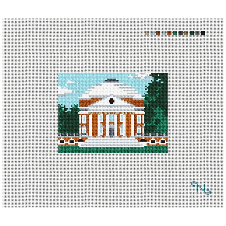 Jefferson's Rotunda Needlepoint Card Wallet Kit Stitched Preview