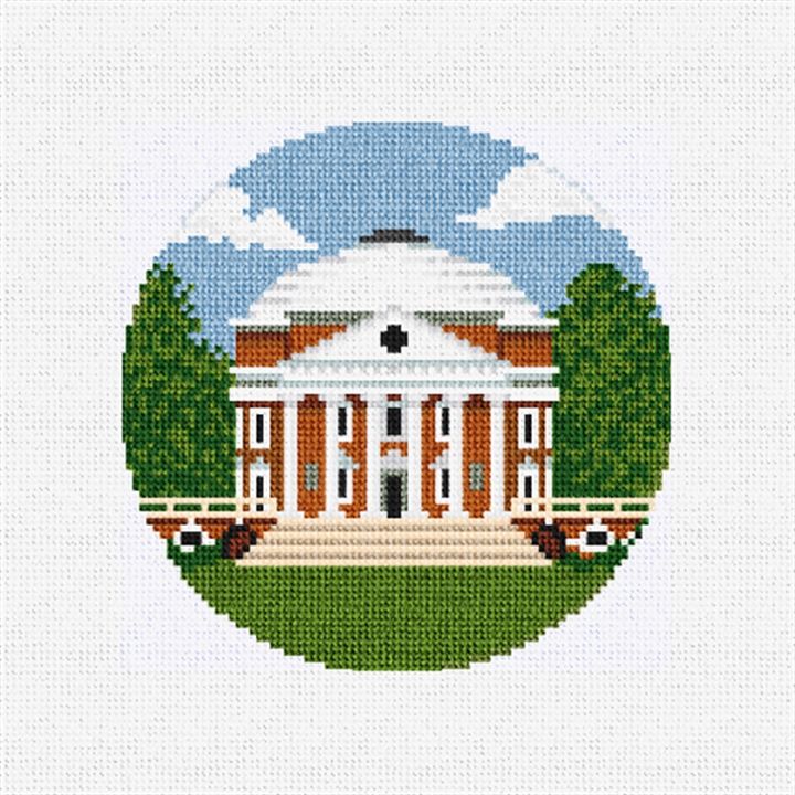 Jefferson's Rotunda Needlepoint Ornament Kit Stitched Preview