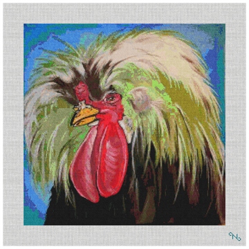 Jerry the Rooster Needlepoint Kit Stitched Preview