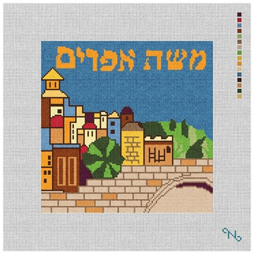 Jerusalem Tallis Bag Needlepoint Kit Stitched Preview