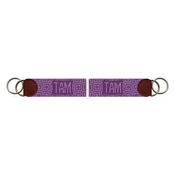Jeweled Squares Needlepoint Key Fob