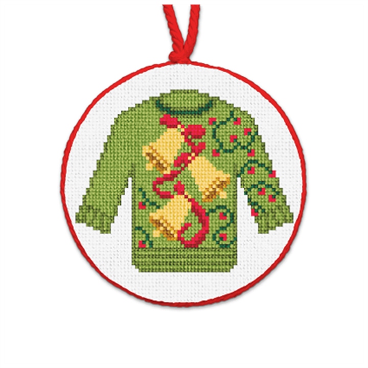 Jingle Bells Ugly Sweater Needlepoint Ornament