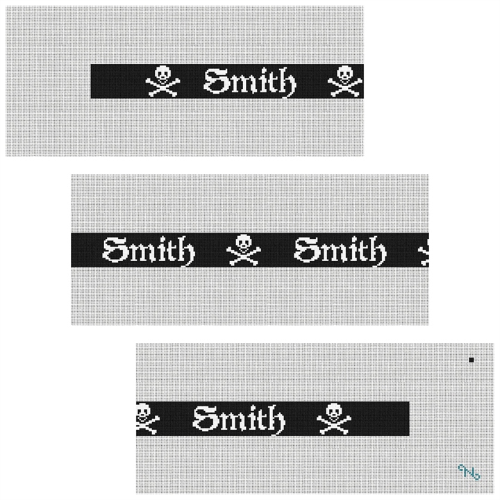 Jolly Roger Personalized Needlepoint Belt Kit Stitched Preview
