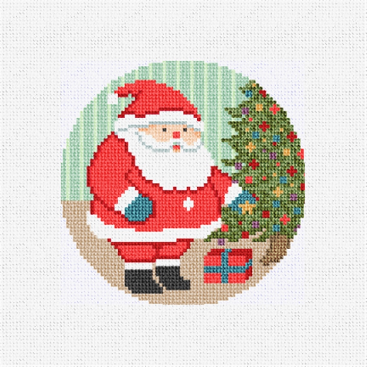 Jolly Santa and His Tree Needlepoint Ornament Kit
