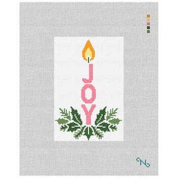 Joy Advent Candle Needlepoint Ornament Kit Stitched Preview