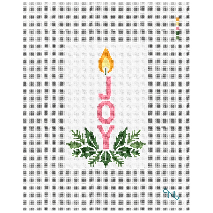 Joy Advent Candle Needlepoint Ornament Kit Stitched Preview