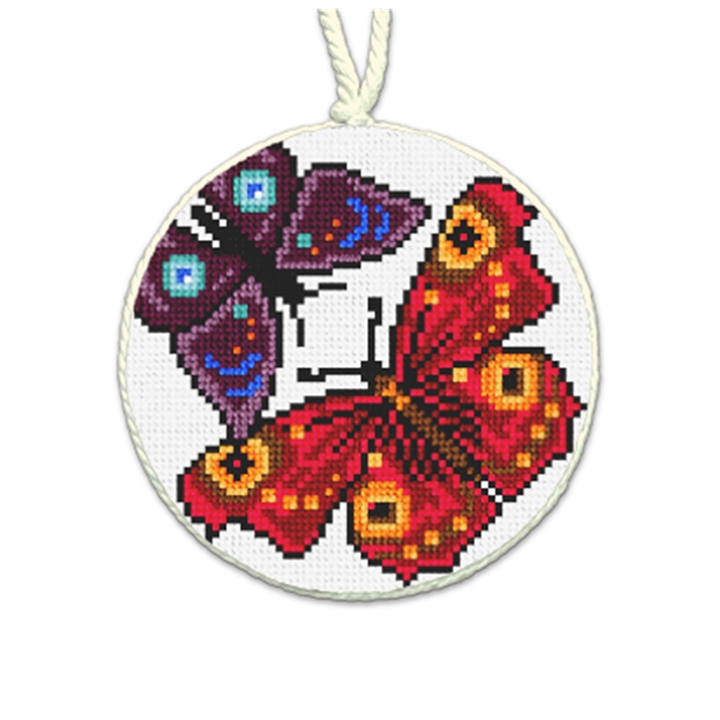Joyful Butterflies Needlepoint Ornament