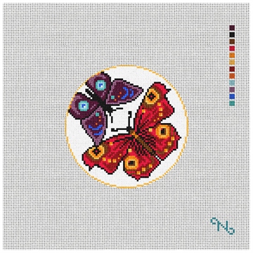 Joyful Butterflies Needlepoint Ornament Kit Stitched Preview