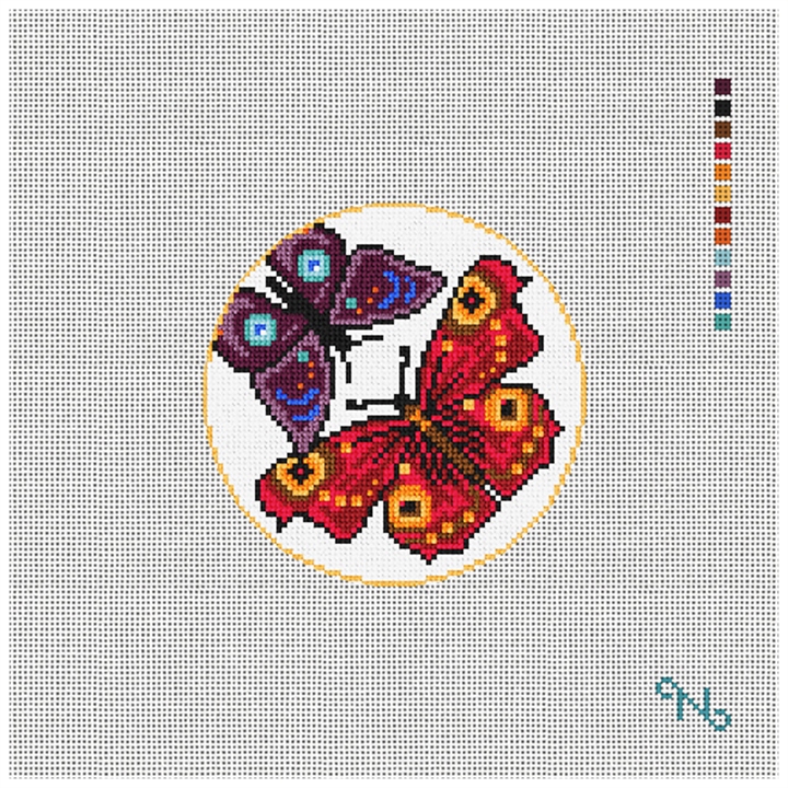 Joyful Butterflies Needlepoint Ornament Kit Stitched Preview
