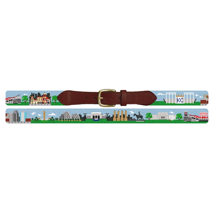 Kansas City Landscape Needlepoint Belt 