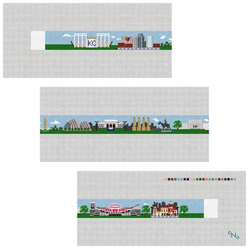 Kansas City Landscape Needlepoint Belt Kit Stitched Preview