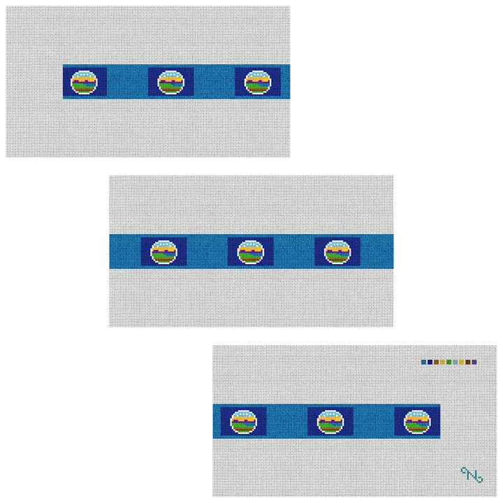 Kansas Flag Needlepoint Belt Kit Stitched Preview