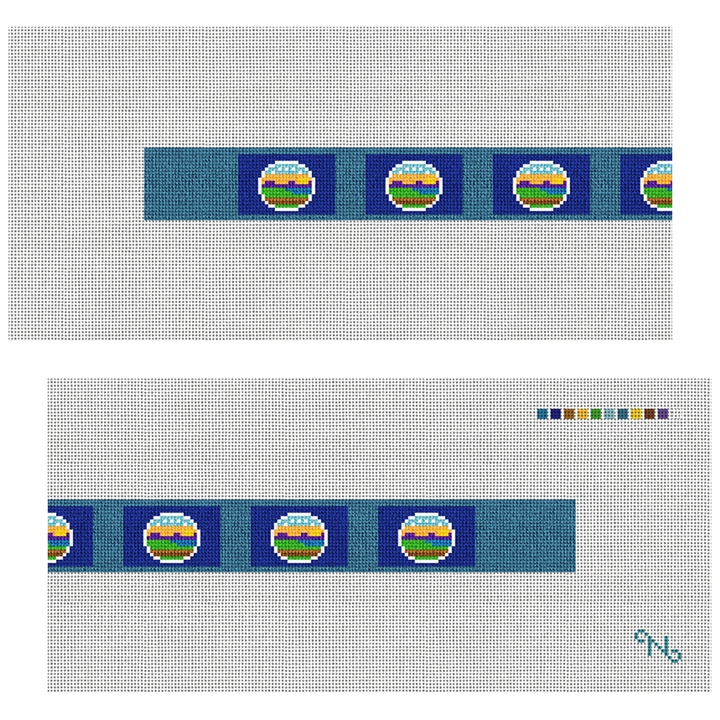 Kansas Flag Needlepoint Dog Collar Kit Stitched Preview