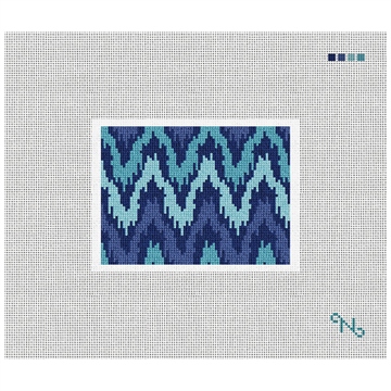 Kasuri Ikat Needlepoint Card Wallet Kit Stitched Preview