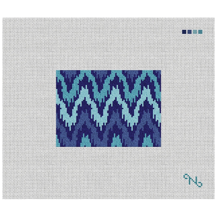 Kasuri Ikat Needlepoint Card Wallet Kit Stitched Preview