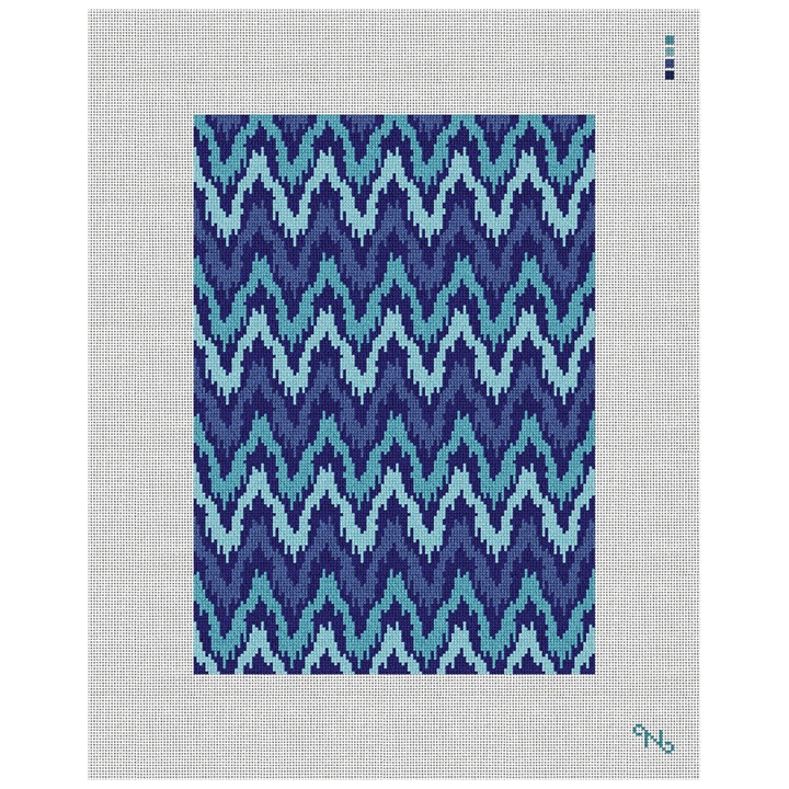 Kasuri Ikat Womens Trifold Wallet Needlepoint Kit Stitched Preview