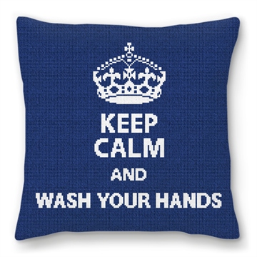 Keep Calm Wash Hands Needlepoint Pillow