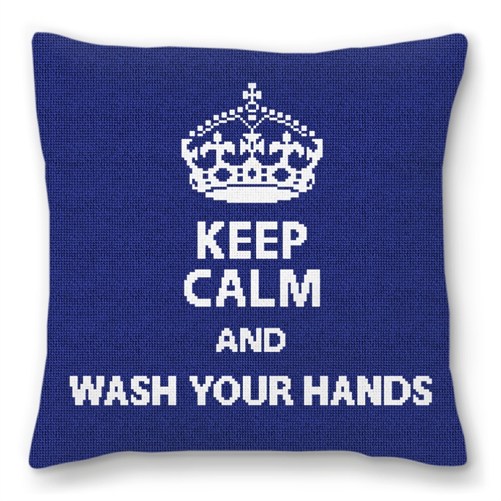 Keep Calm Wash Hands Needlepoint Pillow