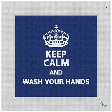 Keep Calm Wash Hands Needlepoint Pillow Kit Stitched Preview