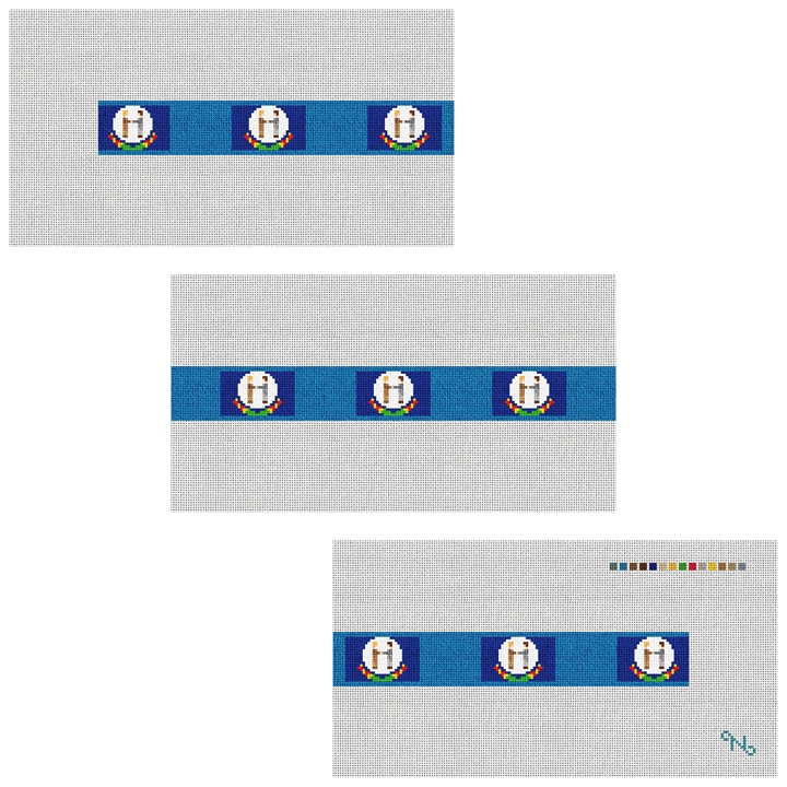 Kentucky Flag Needlepoint Belt Kit Stitched Preview