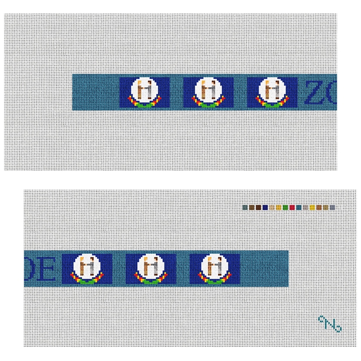 Kentucky Flag Needlepoint Dog Collar Kit Stitched Preview