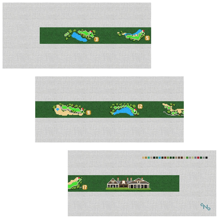 Kiawah River Golf Course Needlepoint Belt Kit Stitched Preview