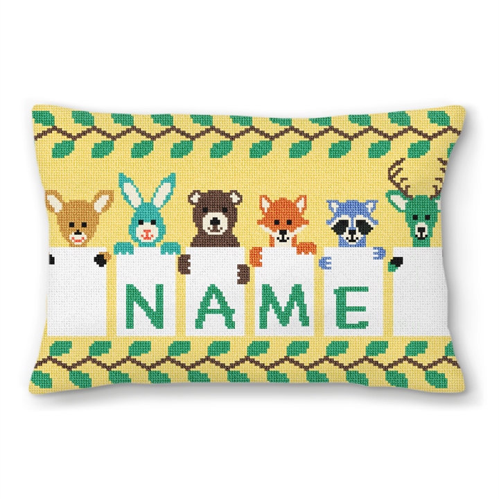 Kids Animal Needlepoint Pillow 