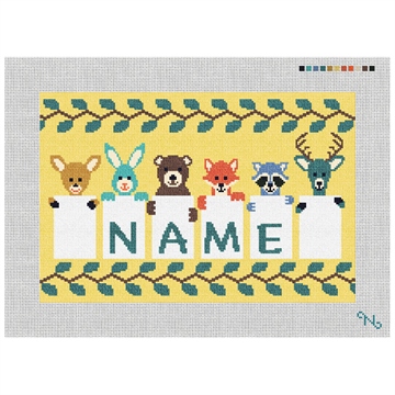 Kids Animal Needlepoint Pillow Kit Stitched Preview