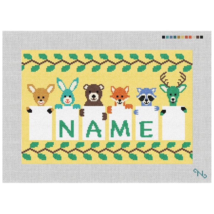 Kids Animal Needlepoint Pillow Kit Stitched Preview