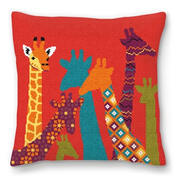 Kids Giraffe Needlepoint Pillow
